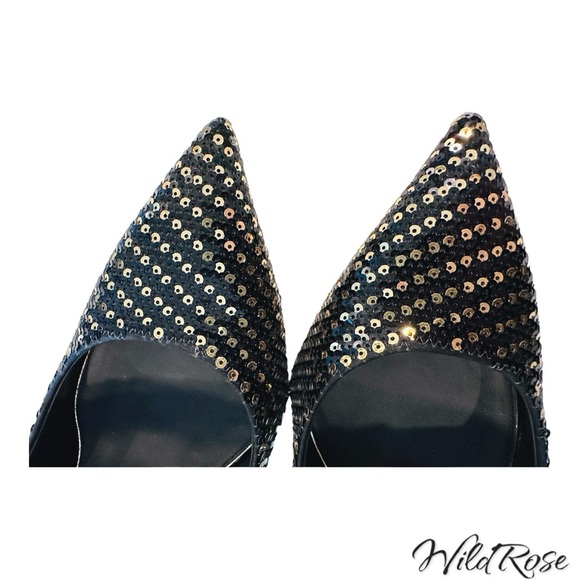 Louis Vuitton LV ‘Midnight Sun’ Black & Gold Sequins Pointy Toe Leather Pumps 36 - Picture 8 of 16
